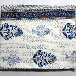 Bagru indien traditionnel imprimé Floral Design fait à la main Queen Size Kantha couvre-lit coton tricoté à la main pour un usage domestique - Product Image 5