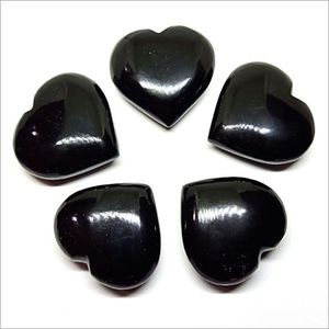Latest Design <b>Black</b> Obsidian Puffy <b>Heart</b> Gemstone Crystals Agate Semi-Precious Stone Crafts in Bulk for Export to India - Product Image 1