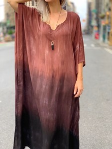 Women's Summer <b>Floral</b> Kaftan Dress <b>Tie</b> Dye Ombre Long Floor-Length Casual Sexy Style Natural Waistline Breathable Washable - Product Image 3