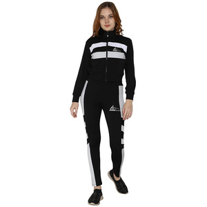 Survêtements pour femmes, rayés noir et blanc, hiver, polyester/polaire, coupe-vent, avec logo personnalisé, en vente - Product Image 1