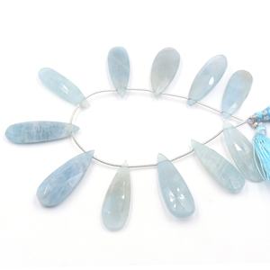 Aigue-marine naturelle perles en vrac longue forme de poire brins de pierre à facettes collection de pierres précieuses - Product Image 1