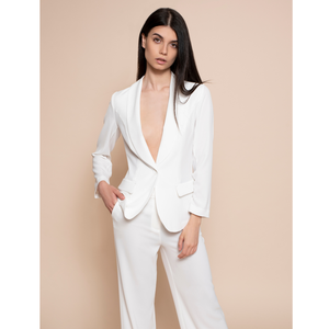 Chaqueta elegante de mujer para primavera/otoño, 100% hecha en Italia, de la marca SM Quality, corte regular, en tela fluida, con 1 botón, ideal para la oficina. - Product Image 1