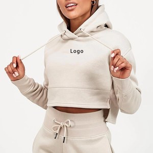 เสื้อสเวตเตอร์มีฮู้ดผ้าฝ้ายแบบครอปสำหรับผู้หญิง,เสื้อฮู้ดแบบตัดพิมพ์โลโก้ได้ตามต้องการ - Product Image 1