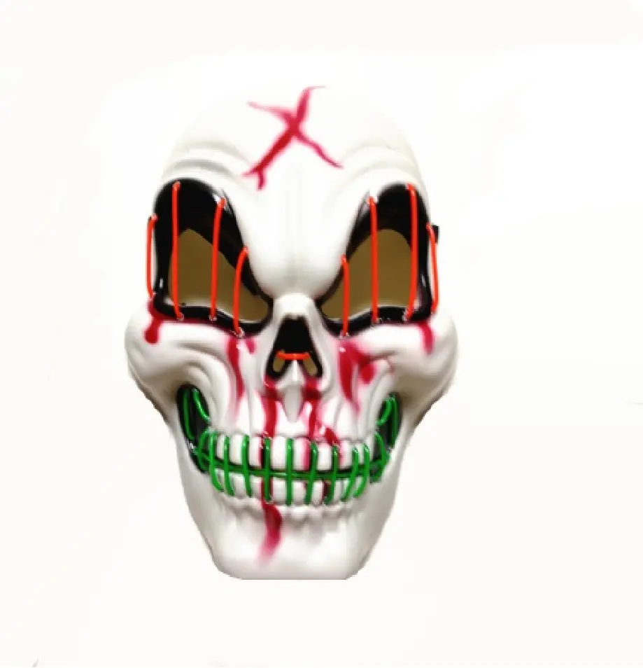 Светящаяся маска в форме черепа X, светодиодная маска, страшная маска для косплея и вечеринки