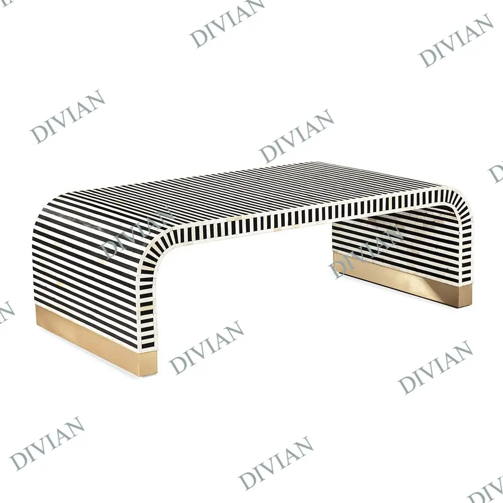 リビングルームのストリップデザインのための新しいスタイルの高級デザインボーンインレイコンソールテーブル現代のコンソールテーブルボーンインレイ家具