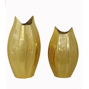 Luxury Aluminum Flower Pot Classic Simple Plain Handmade <b>Floor</b> Standing <b>Gold</b> Plated Eco-Friendly Customized Shape Wedding <b>Vase</b> - Product Image 3