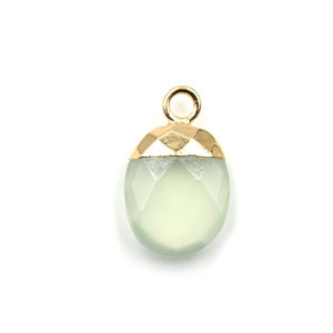 Aqua Chalcedony 14 to 16 MM With Bail Oval Shape Gold Plated Pendant For Jewellery Making - Product Image 1