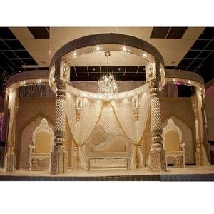 Mariage blanc unique et tendance Mandap DST Exportations Thème Rajasthani Jali doré Fibre sculptée Mandapam Fabricant SalecAustralia - Product Image 1