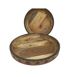 Juego de dos platos para servir aperitivos de diferentes tamaños en forma redonda de madera plato para servir alimentos para uso en bodas - Product Image 2