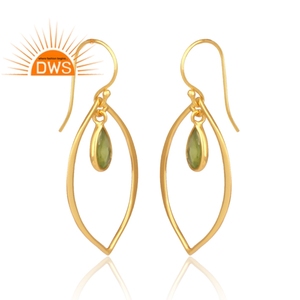 Pendientes colgantes de peridoto Natural para mujer, de Plata de Ley 925, chapado en oro, fabricante de joyería - Product Image 2