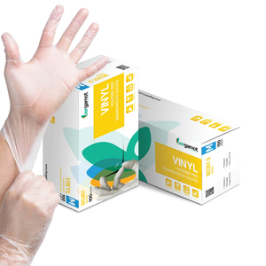 Guantes desechables de mano de PVC sin polvo 5.0gm Vinilo Bergamota V3243 Claro Varios tamaños para varias tareas - Product Image 1