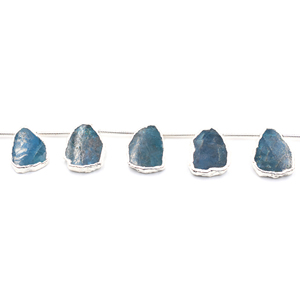 Perles en apatite de 14-16 mm, forme irrégulière, percées sur le côté, 10 brins, plaquées argent - Product Image 2