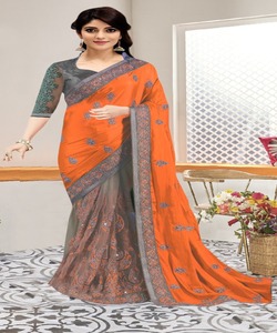 Auto conçu fête porter Designer soie brodé Saree avec chemisier pièce douce soie dentelle bordure Sari vêtements de mariage femmes dernier ApparelGarment - Product Image 5