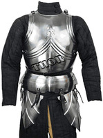 Armure de Chevalier Médiévale en Acier de Calibre 18, Cuirasse Gothique de Guerrier, Plastron de Chevalier Poli Argenté
