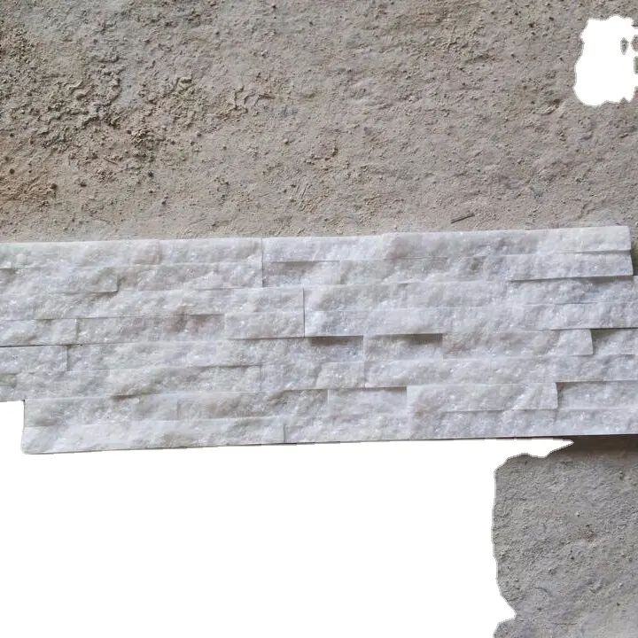 Beyaz mermer bölünmüş yüz taş karo yığılmış paneli (% 100% doğal mermer)