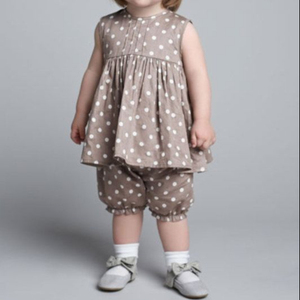 Robe d'été décontractée en velours pour filles 100% coton personnalisable en taille et en couleur avec haut et short élégants - Product Image 1