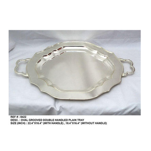 <b>Silver</b> Indian Wedding Tabletop Salad Decoration Serving Tray for Decor Display Made India - Product Image 2