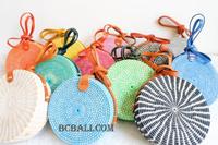 Sac à bandoulière en rotin fait à la main, vente en gros, cercle rond, bijoux Mono couleur, meilleure qualité, sans 01, livraison gratuite