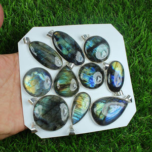 Labradorite naturelle pierre précieuse lunette pendentif Style Boho plaqué argent Sterling collier pendentifs fins et breloques pour mariages cadeaux - Product Image 2