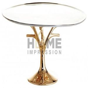 Support à gâteau en acier inoxydable avec support en forme de feuille, plaqué or et argent, design martelé, assiettes rondes, présentoir - Product Image 3