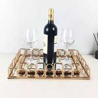 Plateau en verre rectangulaire doré en fer forgé, design moderne et écologique
