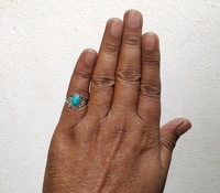Bague Unisexe en Argent Sterling 925 Fait Main avec Pierre Turquoise, Sertissage Bezel et Technologie d'Inlay, Style Bohème, Prix de Gros Indien