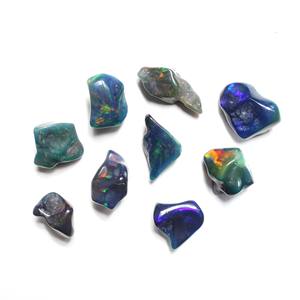 Lot de 9 pièces opale éthiopienne noire naturelle lisse forme brute pierre précieuse en vrac bague fabrication de bijoux pierre précieuse - Product Image 3