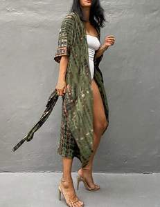 Kimono de plage 100% coton pour femmes robe caftan ample pour vêtements de villégiature tour de taille naturel tissé couverture lavable vêtements de plage - Product Image 6