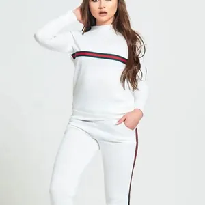 Women sportswear 2 piece sets cotton jogger tracksuit wholesale crew neck tracksuit