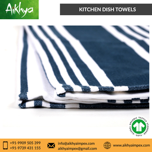 100% hữu cơ Bông nhà bếp món ăn khăn sọc linen dệt thiết kế thêu số lượng lớn bán buôn đồng bằng phong cách cho gifting mục đích - Product Image 4