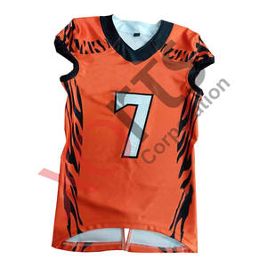 La mejor calidad, conjunto de fútbol personalizado naranja y negro, ropa de equipo, camiseta de fútbol americano, camiseta de sublimación, ropa transpirable - Product Image 1