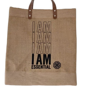 กระเป๋าช้อปปิ้งผ้าปอกระเจาพิมพ์ลายสกรีนเก๋ไก๋สำหรับผู้หญิง เป็นมิตรกับสิ่งแวดล้อม เหมาะสำหรับซื้อของชำในซูเปอร์มาร์เก็ต ขนาดกลาง มีหูหิ้วแบบยาว - Product Image 3