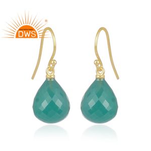 À la mode Top Vente En Argent Sterling Plaqué Or Drop Boucle D'oreille Vert Onyx Gemstone Boucle D'oreille Fournisseur Pour Les Femmes Cadeau Pour Elle - Product Image 2
