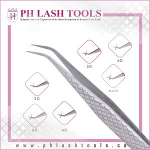 แหนบต่อขนตา,แหนบสำหรับต่อขนตาที่มีการออกแบบตัดเพชร12มม. 45แหนบถอนขนที่มีปริมาตรที่ดีที่สุดสำหรับการต่อขนตาแหนบแยกมุม - Product Image 4