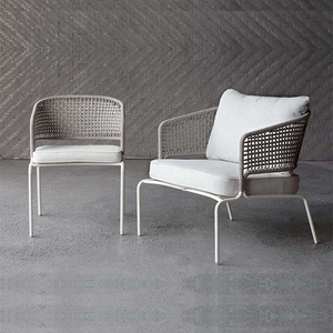 Chaise de salle à manger moderne en corde tressée pour extérieur, fauteuil de luxe en rotin synthétique pour patio et jardin, ensemble de mobilier de loisirs pour hôtel et restaurant - Product Image 1