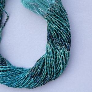 หิน Chrysocolla ขนาด2มม. 3มม. 4มม.,ลูกปัดพลอยสีเขียวอมน้ำเงินทำจากเส้นใยอัญมณีราคาโรงงาน - Product Image 4