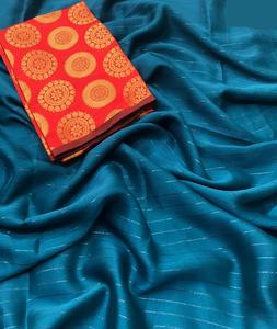 ชุดพื้นเมืองอินเดียล่าสุด,ผ้าส่าหรีสีรุ้งและเสื้อแฟนซีสำหรับผู้หญิงลายผ้าทอ - Product Image 1