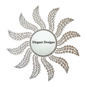 Espejo de pared de Metal recubierto de polvo de oro económico y elegante, diseño de flores, decorativo Vintage para el hogar para el baño - Product Image 3