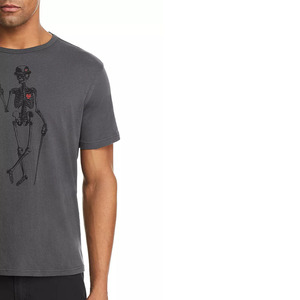 T-shirts gris pour hommes, design squelette imprimé graphique personnalisé, collection été, pur coton bio. - Product Image 3