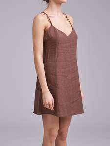 Mini-length <b>dress</b> is a must have for summer shoulder <b>straps</b> are adjustable ideal for a custom fit sleeveless linen <b>dress</b> - Product Image 3