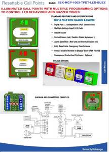 Punto de llamada Manual iluminado con LED y zumbador, punto de llamada con sirena de alarma y intermitente reiniciable EDR - Product Image 4