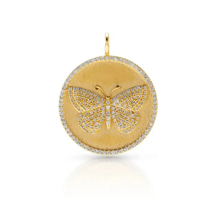 Novo Design de Jóias 14 18K K Banhado A Ouro 925 Prata Esterlina Diamante CZ Borboleta Medalhão Charme
