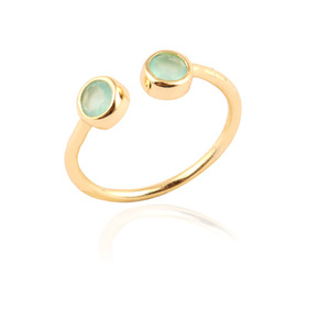 แหวนปรับได้เปิดได้ Aqua Chalcedony เครื่องประดับชุบทองสำหรับเธอซ้อนแหวนเครื่องประดับสำหรับผู้หญิงขายส่งเครื่องประดับ - Product Image 2