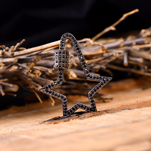 S.K. Đồ trang sức SKKB-8 <span class=keywords><strong>925</strong></span> Sterling bạc Mỹ đồ trang sức tự nhiên màu đen cột sống đá quý <span class=keywords><strong>Micro</strong></span> <span class=keywords><strong>Pave</strong></span> vermeil Sao Carabiner khóa <span class=keywords><strong>Clasp</strong></span> - Product Image 2