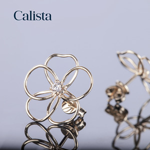 เครื่องประดับคาลิสต้าเงินสเตอร์ลิง925ต่างหูชุบทอง18K ลูกบาศก์เซอร์โคเนียของขวัญครบรอบรูปทรงเรขาคณิตของผู้หญิง - Product Image 3