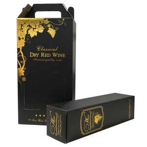 Boîtes d'emballage en carton rigide pour whisky <span class=keywords><strong>champagne</strong></span>, pour whisky, vin rouge, luxueux et élégants, estampage à chaud, boîtes en carton noir, 2 bouteilles, 2020 - Product Image 4