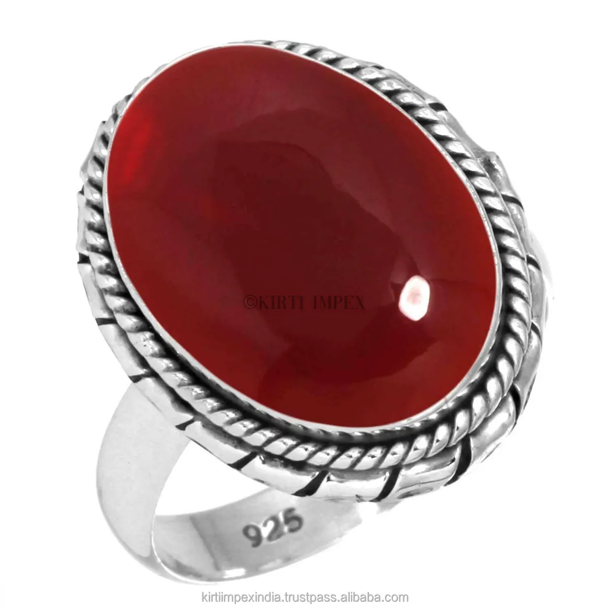 Fashion Amazon Top Verkoper Rode Onyx Unieke Ontwerpen Zilveren Overlay Boho Ringen Vintage Vrouwen Sieraden Voor Retailers