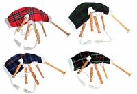 Gaitas Escocesas Infantiles Royal Stewart Tartan Wood Polished Bb Key Highland con Estuche de Terciopelo Negro y Logotipo Personalizado