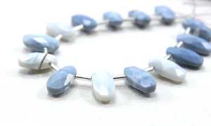 Cuentas de Briolette con forma de ópalo para fabricación de joyas, piedras preciosas naturales de ópalo azul, 14 piezas - Product Image 2