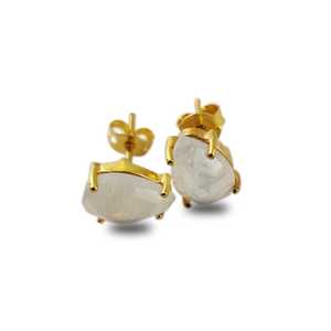 Arc-en-ciel Moonstone Prong Set Boucles d'oreilles en argent sterling 925 avec placage à l'or Boucles d'oreilles à la mode pour cadeau - Product Image 2